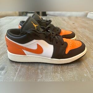 Nike Air Jordan Low Black Orange White Sneakers 6.5 Youth